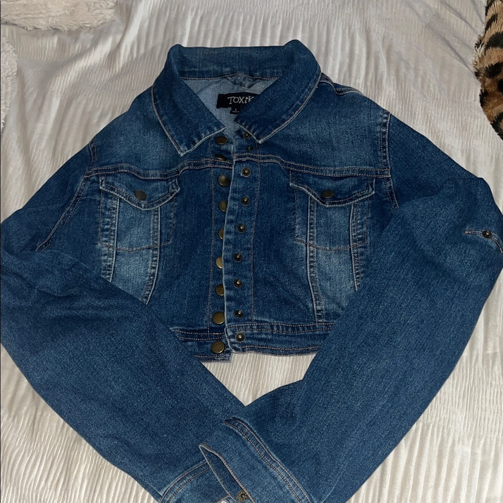 Toxik Blue Cropped Denim Jacket - Women's Jean Jacket